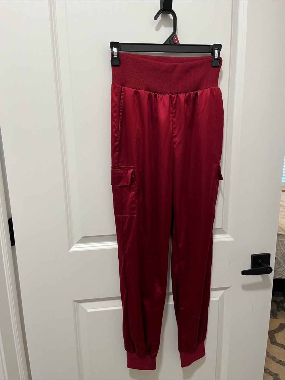 SHEIN Red Cargo Jogger Pants